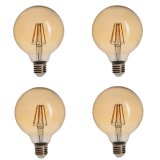 Gold Tint G30 E26/E27 8W LED Vintage Antique Filament Light Bulb, 75W Equivalent, 4-Pack