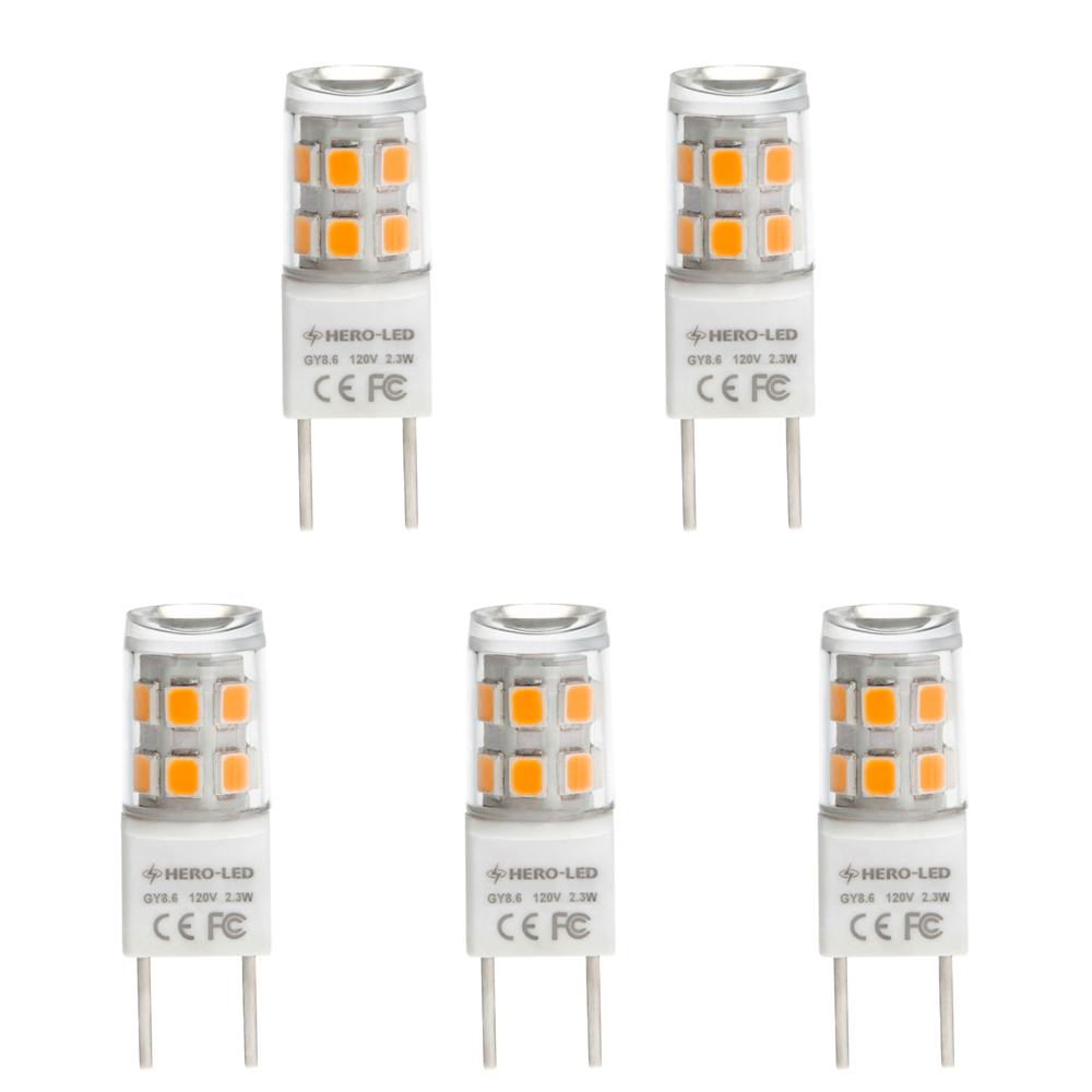 T4 GY8.6 LED Bulb, 2.3 Watts, 20W Equivalent, 5-Pack [G86 ...